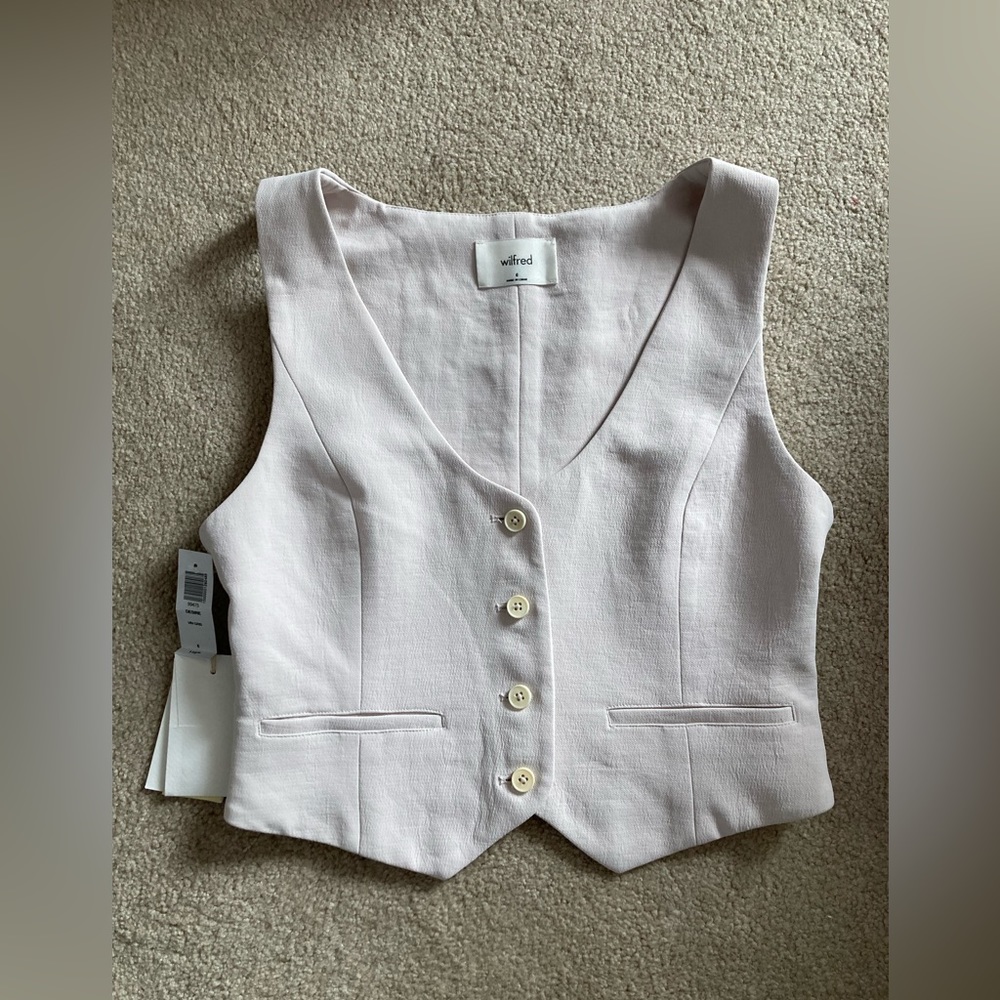 Aritzia Light beige Button-Front Vest - Picture 5 of 11